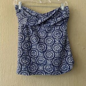 Stylus Navy Blue & White Swim Top Tankini SZ Medium Strapless Bandeau
